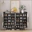 Buffet, armoire à chaussures avec 4 portes, grande armoire de rangement moderne pour chaussures avec tablettes réglables, armoire à chaussures noire