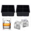 Grands moules à glaçons en silicone (2,5 pouces) - Moule à glaçons à whisky, avec des glaçons faciles à libérer pour le whisky et le cocktail, de qualité alimentaire (noir 2 plateaux)
