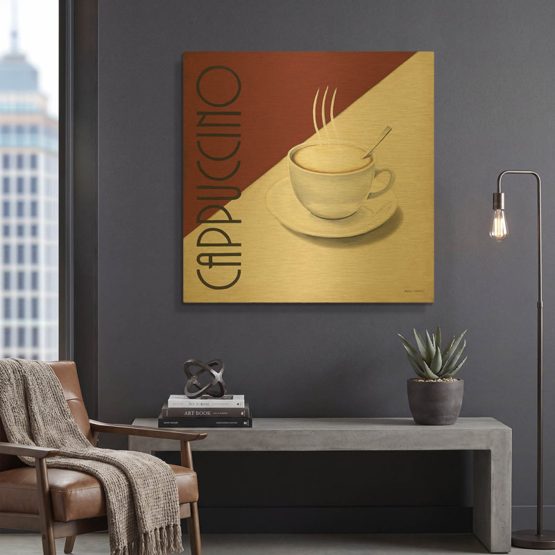  «Cafe Moderne 2» par Marco Fabiano, art mural en métal doré, 36 po x 36 po, 36 po x 36 po