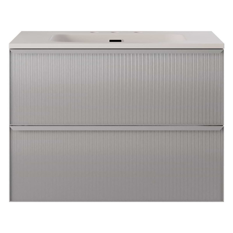 Astor 42" Single Vanity With Integrated White Solid Surfacetop, Black, 30"