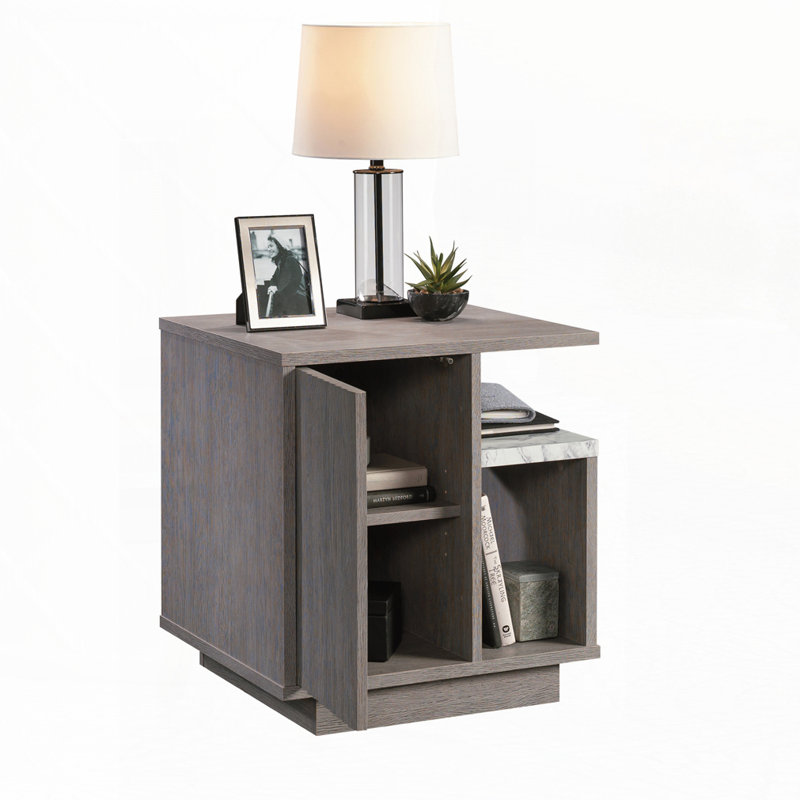Table de chevet, finition brune