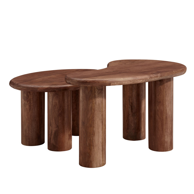 Hackney Mango Wood Nesting Coffee Table Set, Walnut