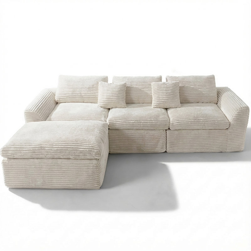 108-Inch High-Resilience Boneless Sponge Sofa With 30 Density, Double-Layer Cloud-Like Cushions, Multiple Combination Options, No Installation Required