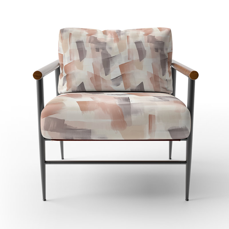 Chaise rembourrée Modern, Bras ronds bruns