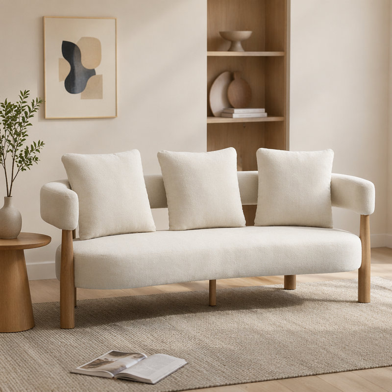 Canapé incurvé moderne en chenille 3 places 76,5 po Luxe