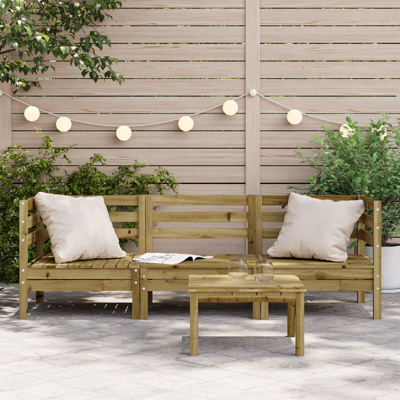 Giovanna 190.5cm Wide Wood Patio Sofa, Dark Brown
