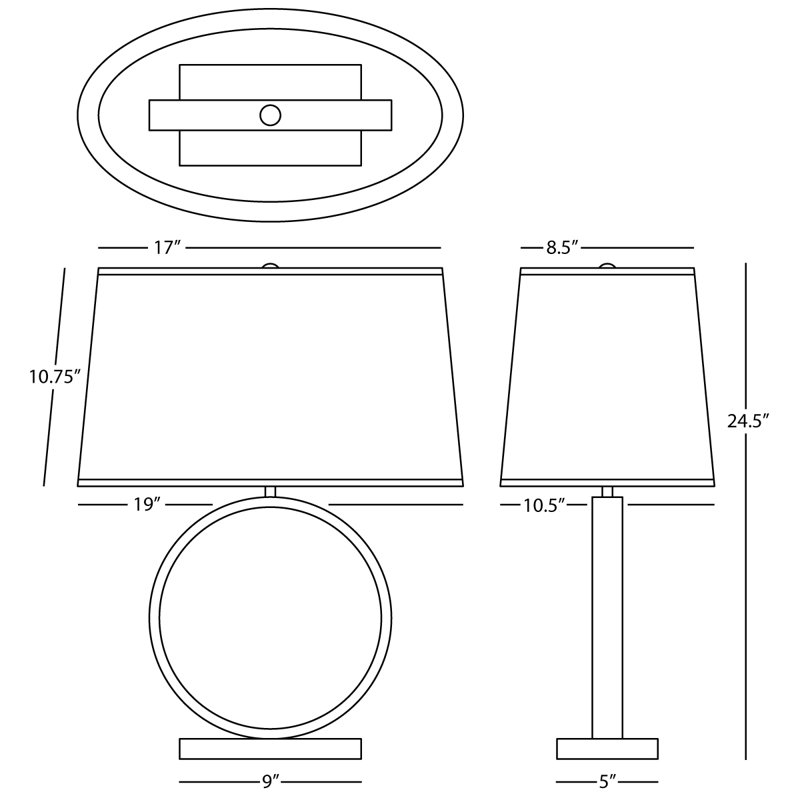 Lampe de table 24,5 po Logan, Parchemin opaque peint noir