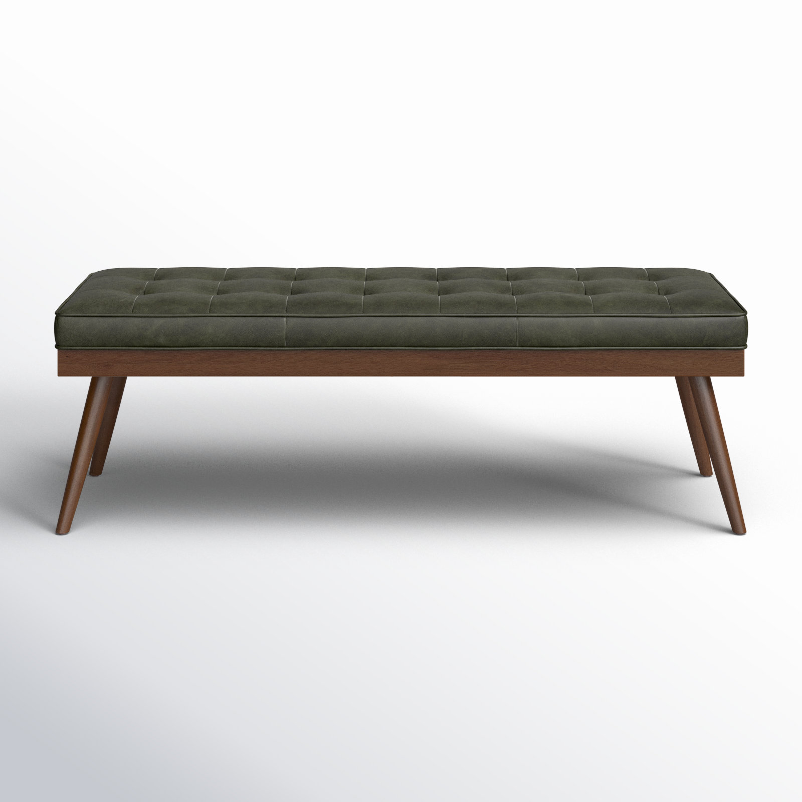 Luca 55" Genuine Leather Entryway Bench, Olivine Green