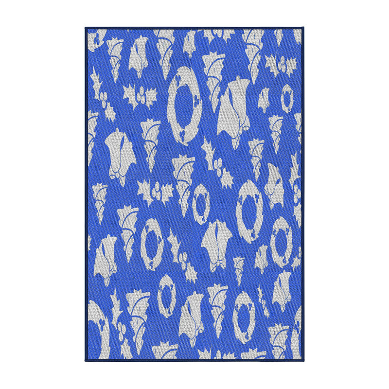 Non disponible carré bleu/blanc Tapis décoratif, Rectangle 7 pi x 9 pi