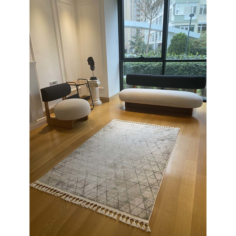 Tapis en coton avec envers antidérapant Lanney, Rectangle 5 pi 11 po x 9 pi 10 po