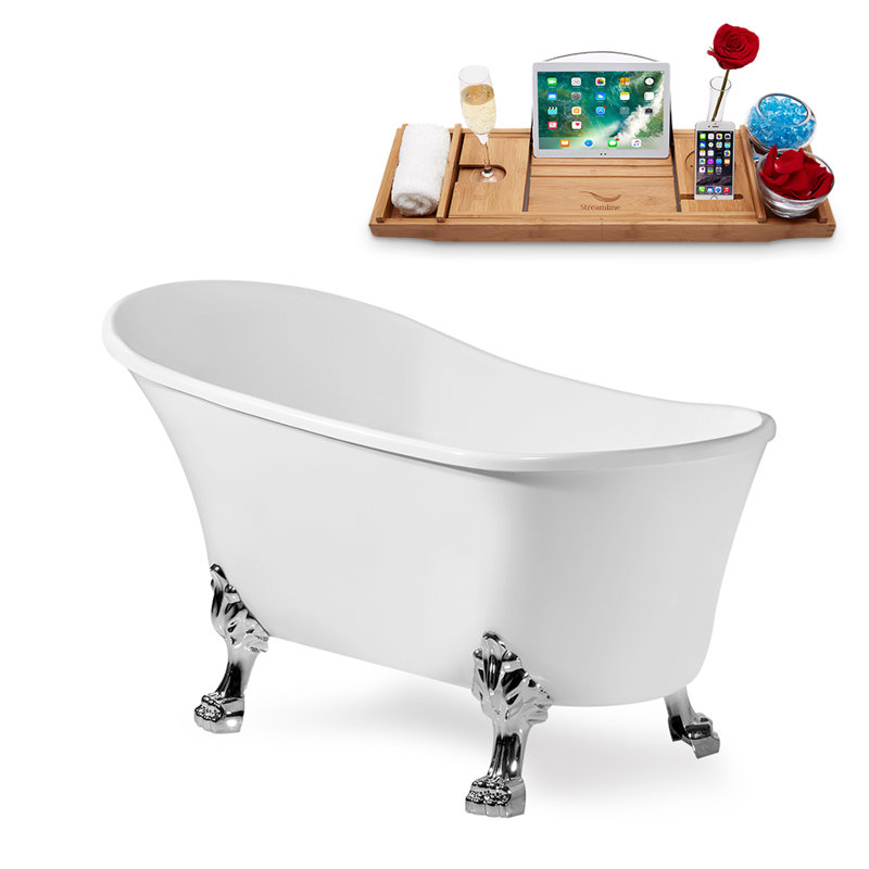 1699.3mm x 800.1mm Soaking Acrylic Bathtub, Matte Black, Polished Chrome