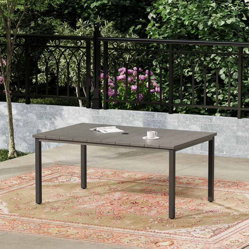 Outdoor Rectangular Dining Table, Gray Woodlike