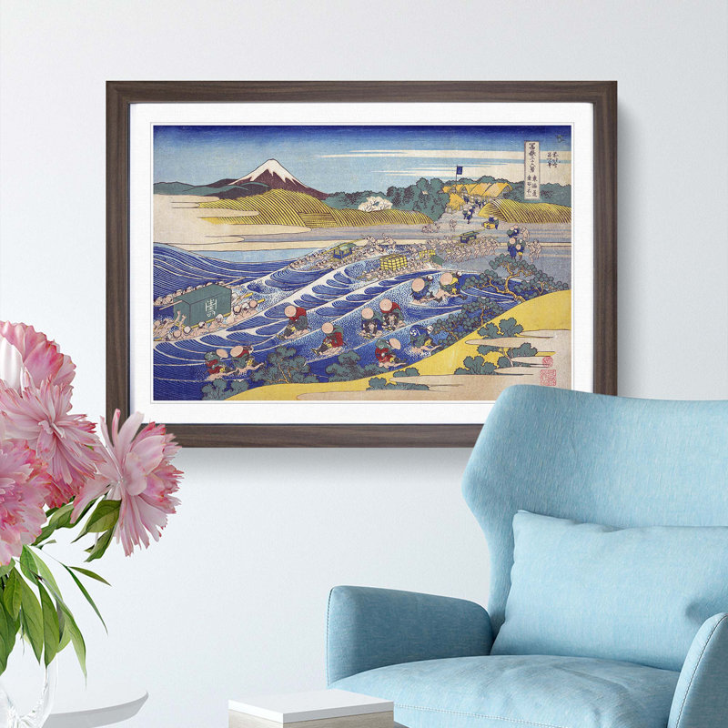 Fuji Seen from Kanaya by Katsushika Hokusai - Framed Print, Walnut Framed, 48cm H x 65cm W x 2cm D