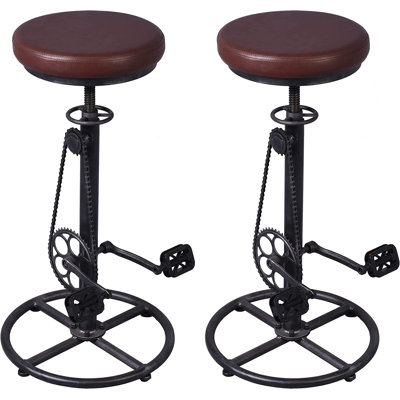Analeesa Swivel Upholstered Adjustable Height Counter Stool with Iron Frame