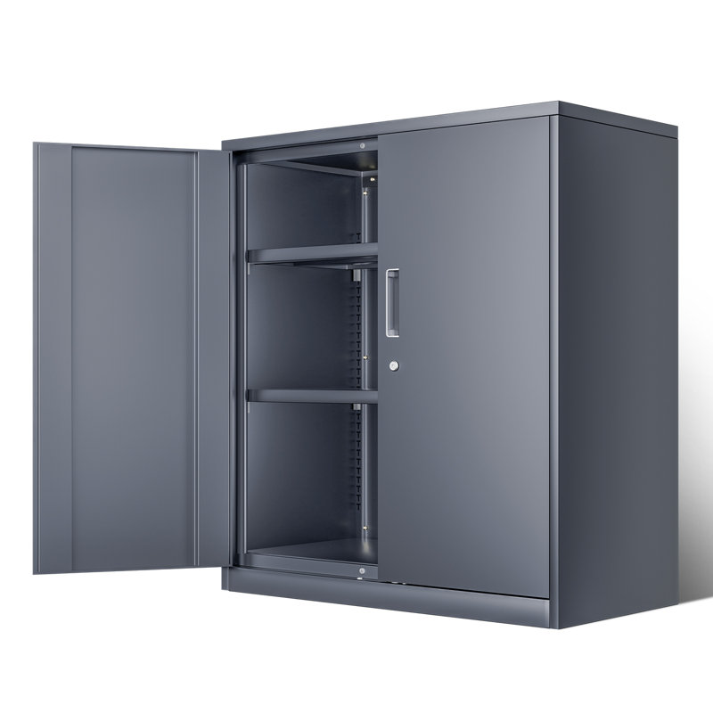 36" Lockable Heavy Duty Metal Storage Cabinet W/ Drawer&Adjustable Shelves, Gray