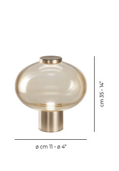 Riflesso LED Table Lamp, 14" H x 14" W x 14" D, Amber Transparent