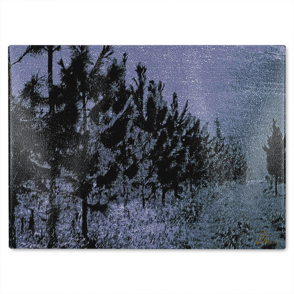 Star Tree Line Glass Chopping Board