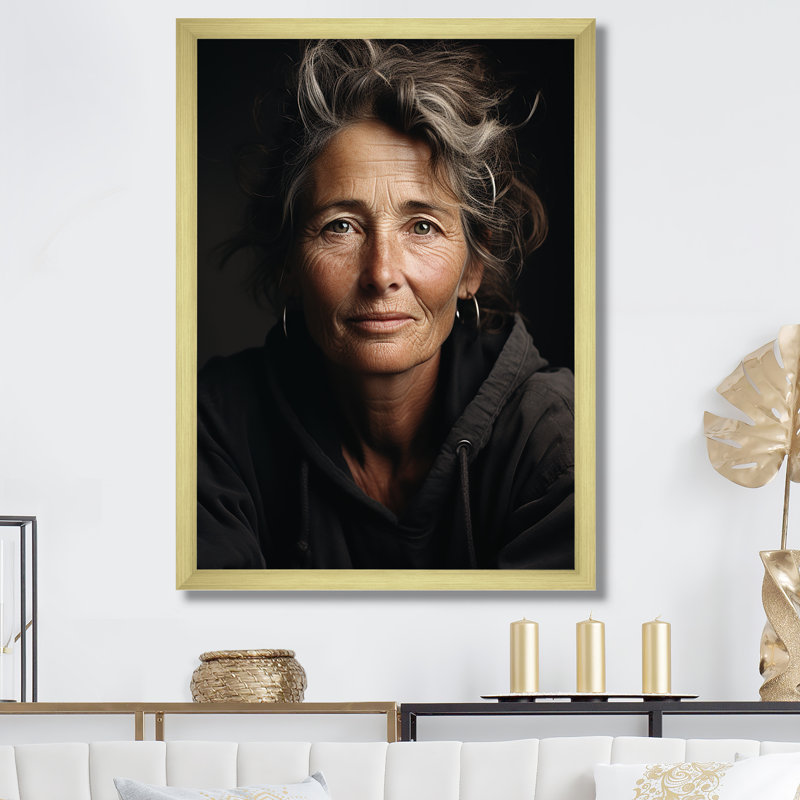«Woman Bronze Biograph», reproduction d'art sur toile, Cadre doré simple, H 40 po x l 30 po x P 1,5 po
