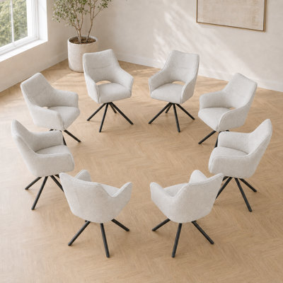 Taylors Modern White Fabric Swivel Chairs Set For Dining Room And Livings  | Office Chair
