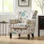 Fauteuil club - floral bleu, élégant pied de revêtement