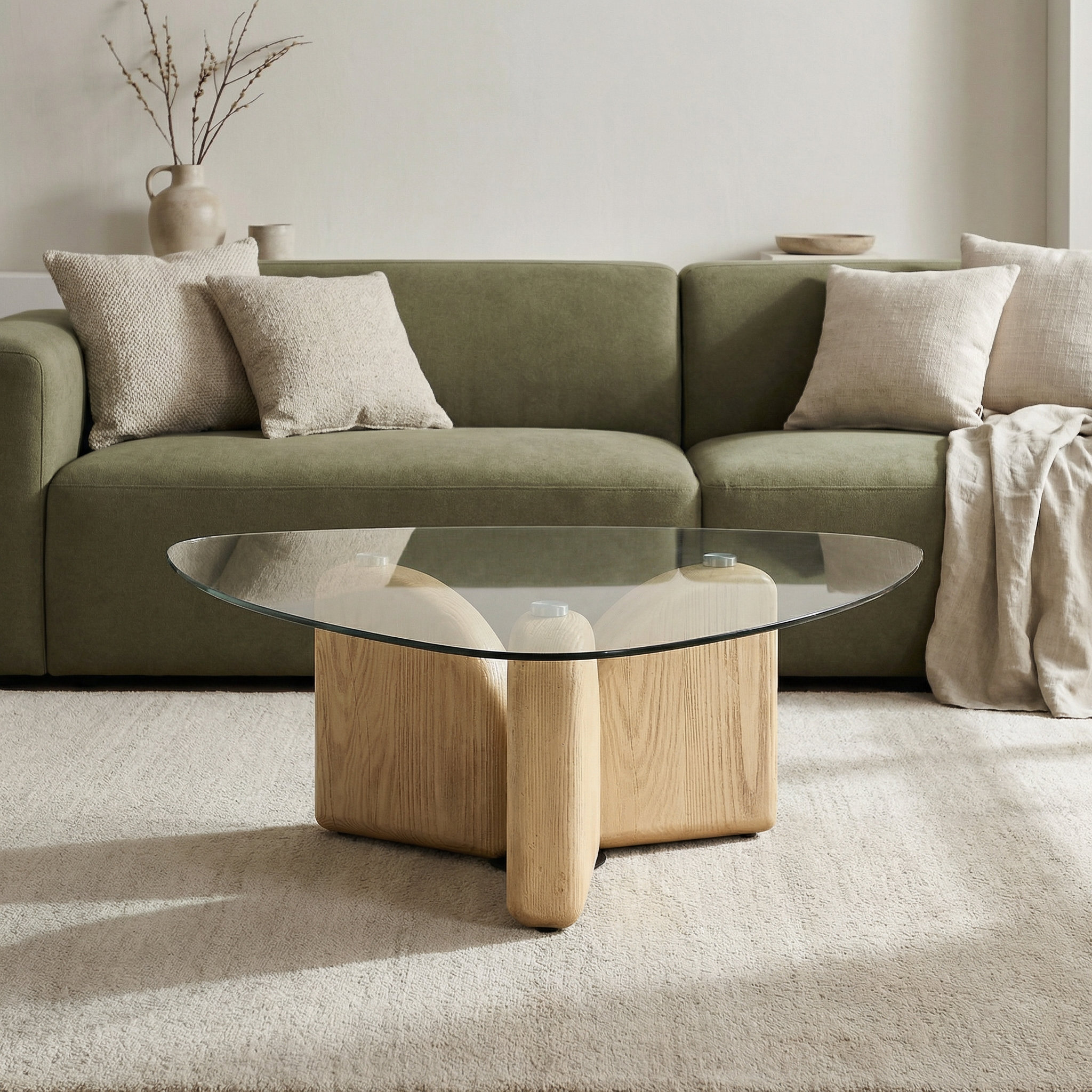 Wade Logan® Cyanni 36'' Triangle Glass Top Coffee Table for Living Room ...