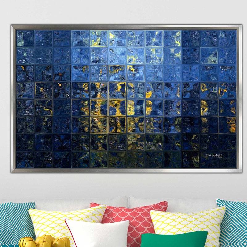 « méditerranéen », reproduction d’art sur toile, H 21,5 po x l 33,5 po x P 2 po, Cadre flottant argent