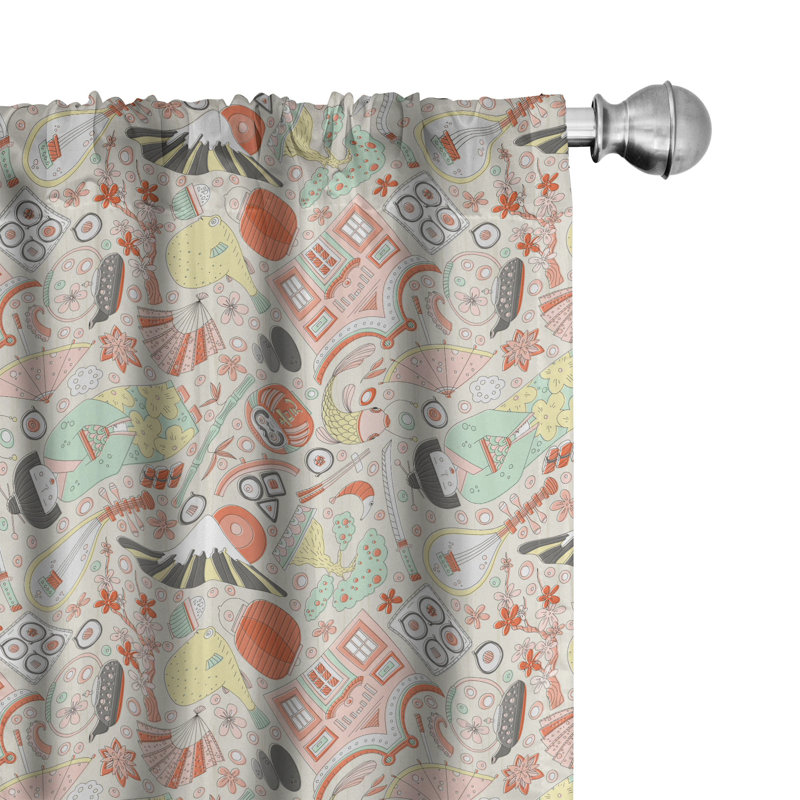 Japanese Semi-Sheer Rod Pocket Curtain Panels, 28" x 95"