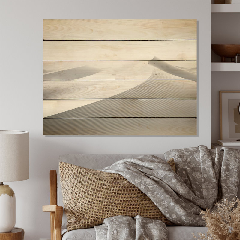 Eternal Desert Dreams Minimalism I - Minimalism Wood Wall Art On Natural Pine Wood, 30" H x 40" W