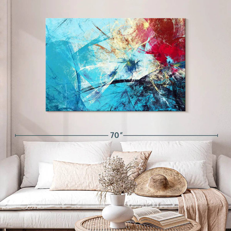 Avery Red And Blue Abstract, 32" H x 48" W