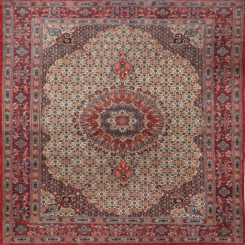 Tapis oriental rouge / brun / rose, Rond 8 pi