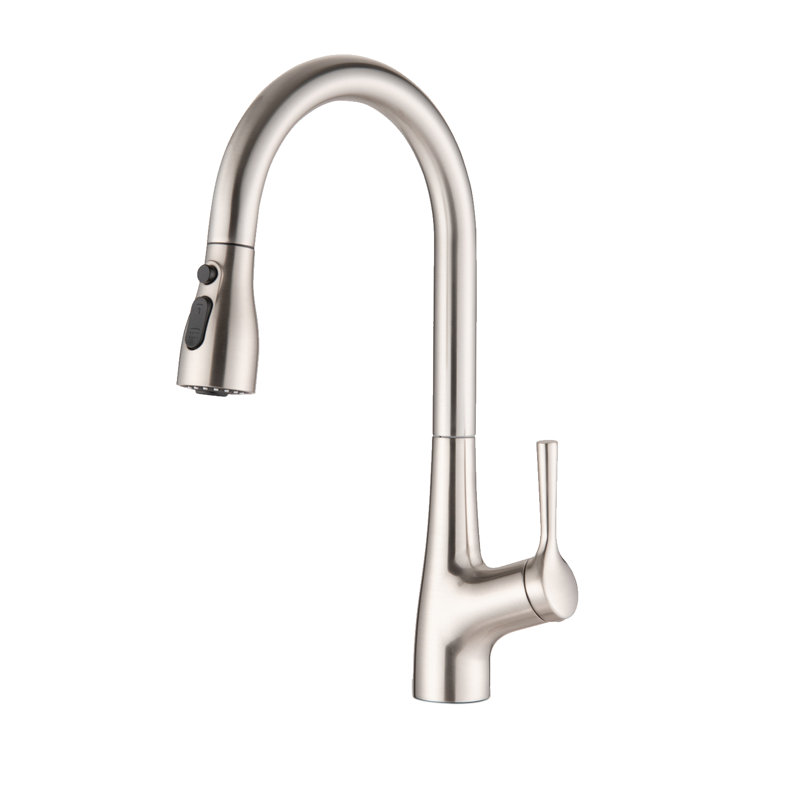 Robinet de cuisine à poignée simple avec plaque de base Topcraft, Acier inoxydable / nickel brossé