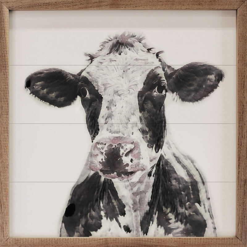 Aquarelle, vache laitière, H 16 po x l 16 po x P 1 po