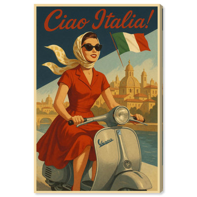 Scooter Italian Travel Canvas Travel Poster Art by Art Remedy