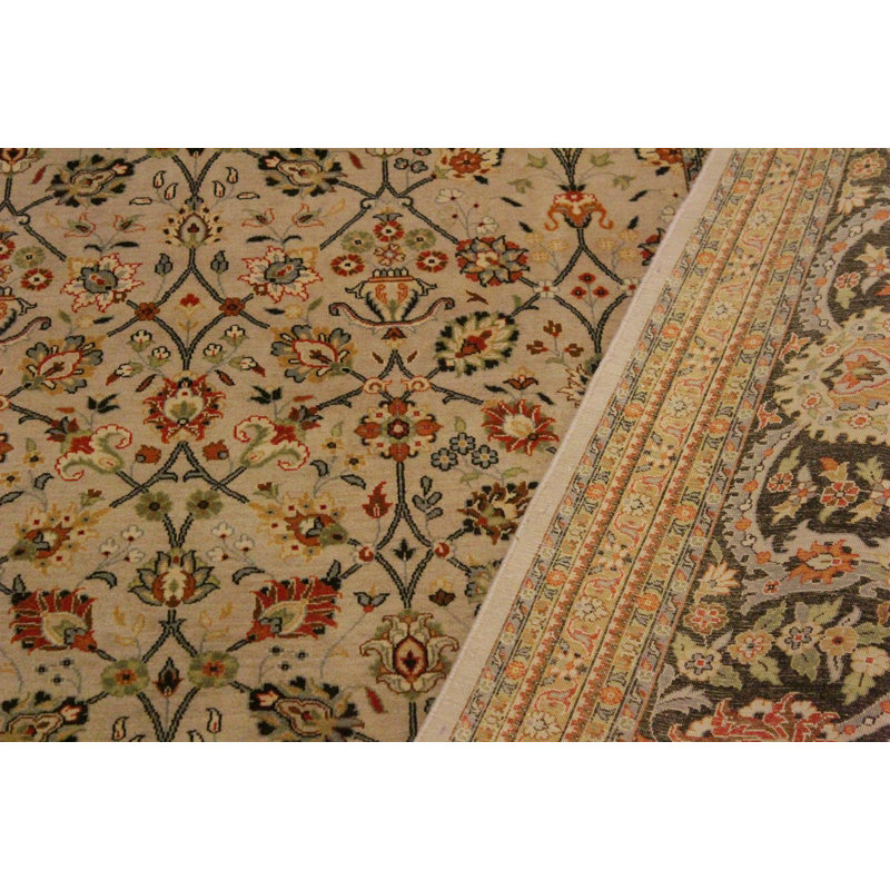 Tapis brun clair / brun en laine noué à la main 9 pi x 12 pi 2 po Roca Oriental