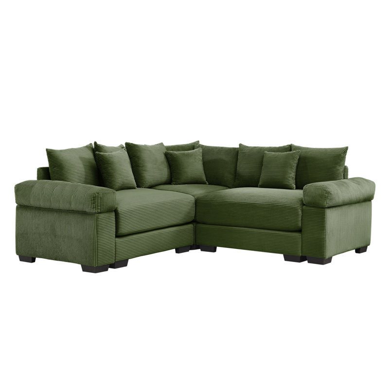 Oversized Cloud Modular Sectional Couch,Convertible Sectional Couches Deep Seat Extra-Wide Armrests, 10 Throw Pillows Premium Corduroy Fabric, Ergonomic Design,Easy Assembly, For Living Rooms,Green