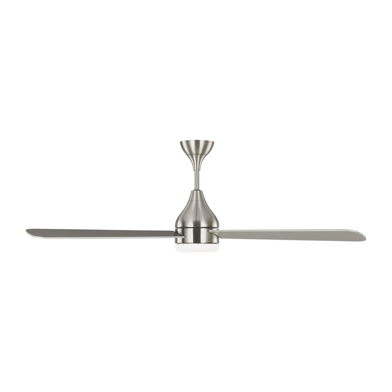 Smart LED Ceiling Fan, 60 inches, Brushed Steel with Silver/Walnut Reversible Blades
