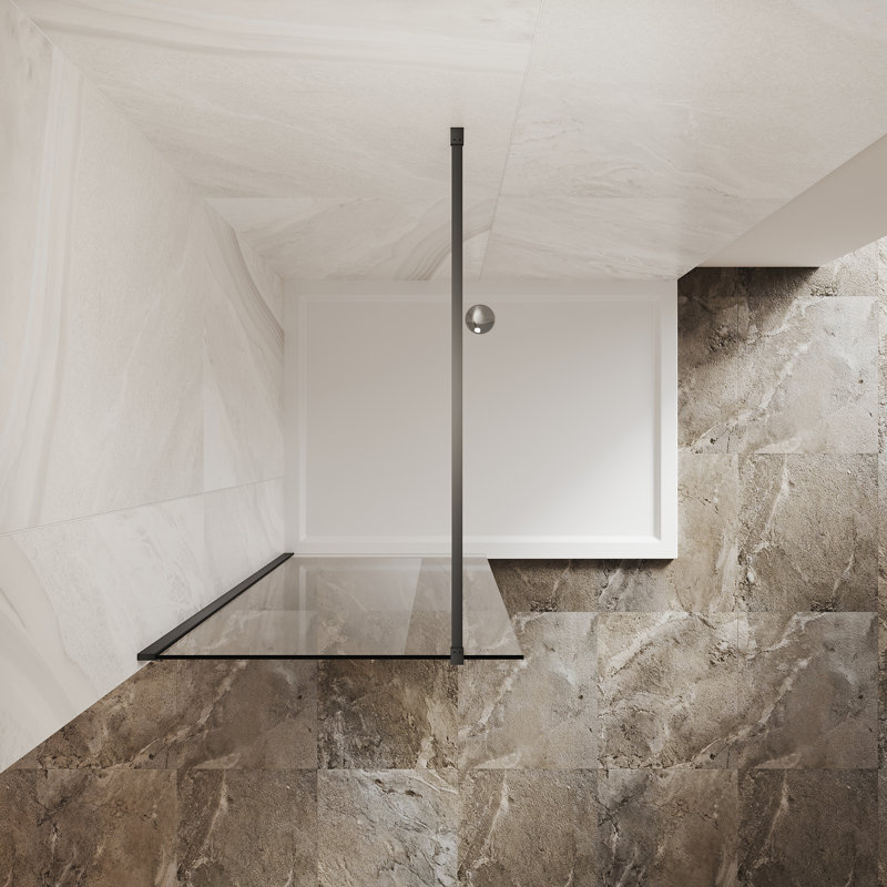 74 po H sans porte de douche en noir mat, panneau de douche simple fixe avec verre trempé 5/16 po, l 28 po
