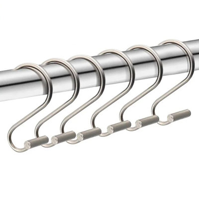 12 Piece Set - Heavy Duty S-Shaped Shower Curtain Hooks Rings Rustproof Metal