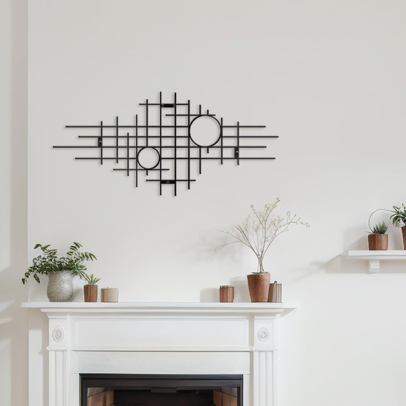 Wall Decor Metal, 12" H x 36" W x 0.05" D, Black