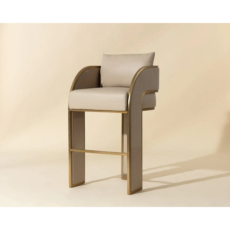 BAZ Upholstered Stool, Bar Stool (30” Seat Height), Beige