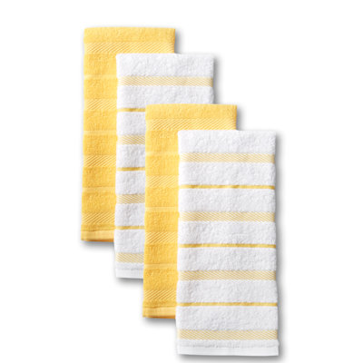 KITCHENAID Albany Kitchen Towel 4-Pack Set, Milkshake Tan/White, 16"x26"