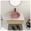 Meuble-lavabo mural 30 po avec finition café clair et lavabo en céramique rose