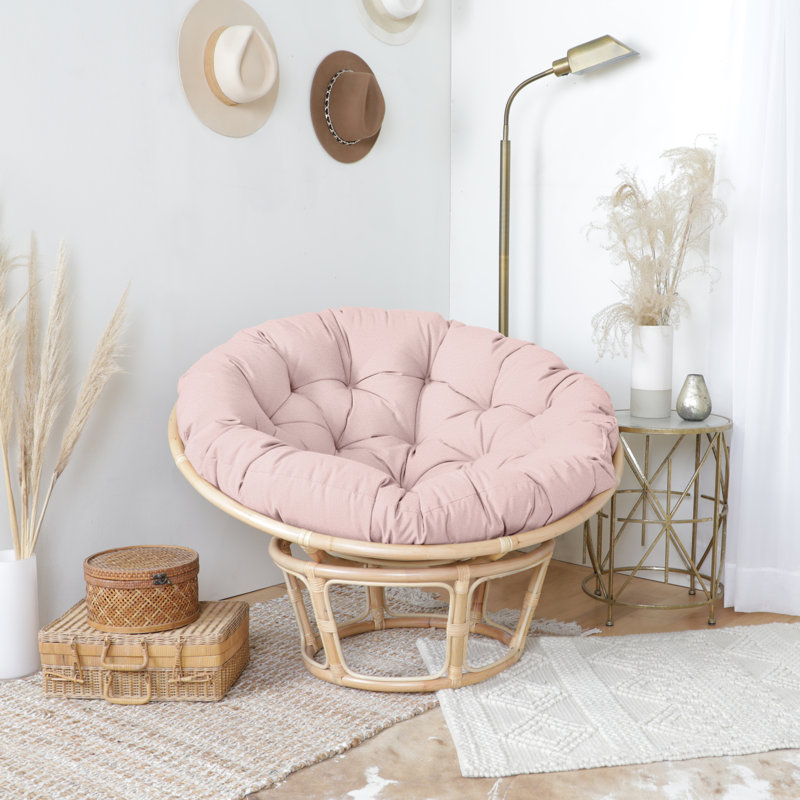 Indoor/Outdoor Sunbrella Papasan Cushion, 44" W x 44" D, Polyester, Blush Pink