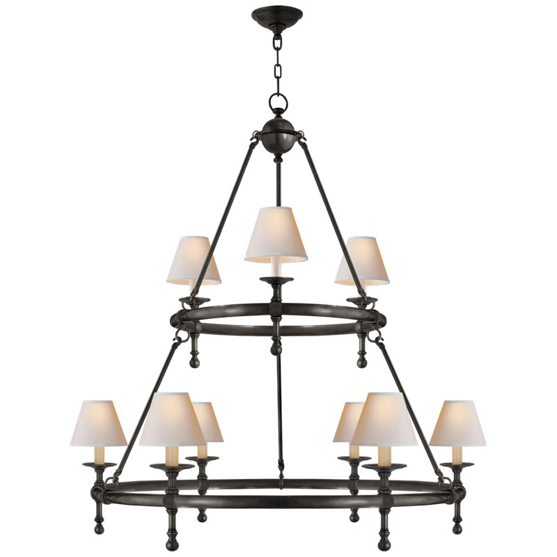 Chapman & Myers Classic Two-Tier Ring Chandelier, Bronze, Fabric