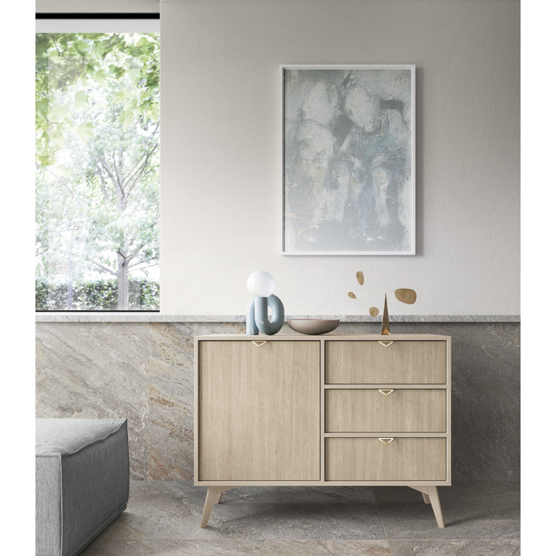 Agawam 106cm Sideboard, Beige Matt/Oak Scandi