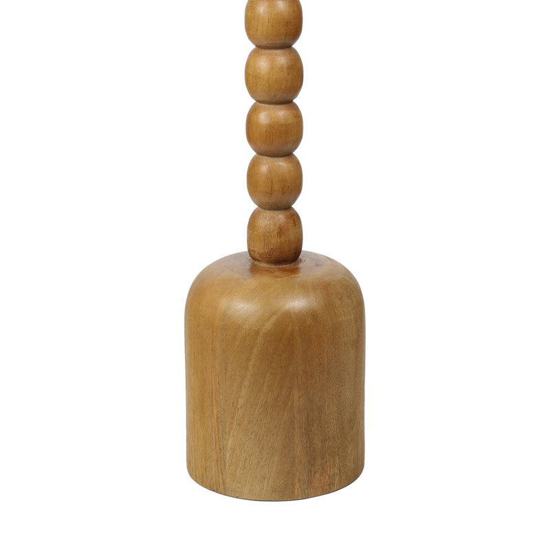 Table d'appoint ronde de 25,5 po Turner, table d'appoint ronde en bois de manguier naturel et piédestal blanc avec pied de bobine de bobine pour le salon