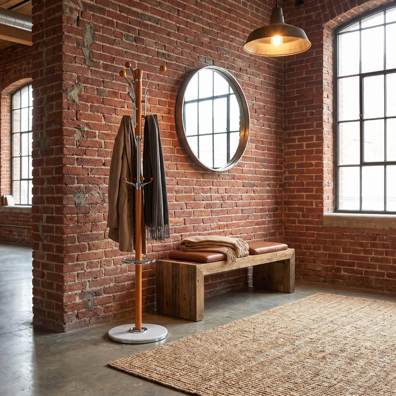 Solid Wood Freestanding Coat Rack, Light Natural