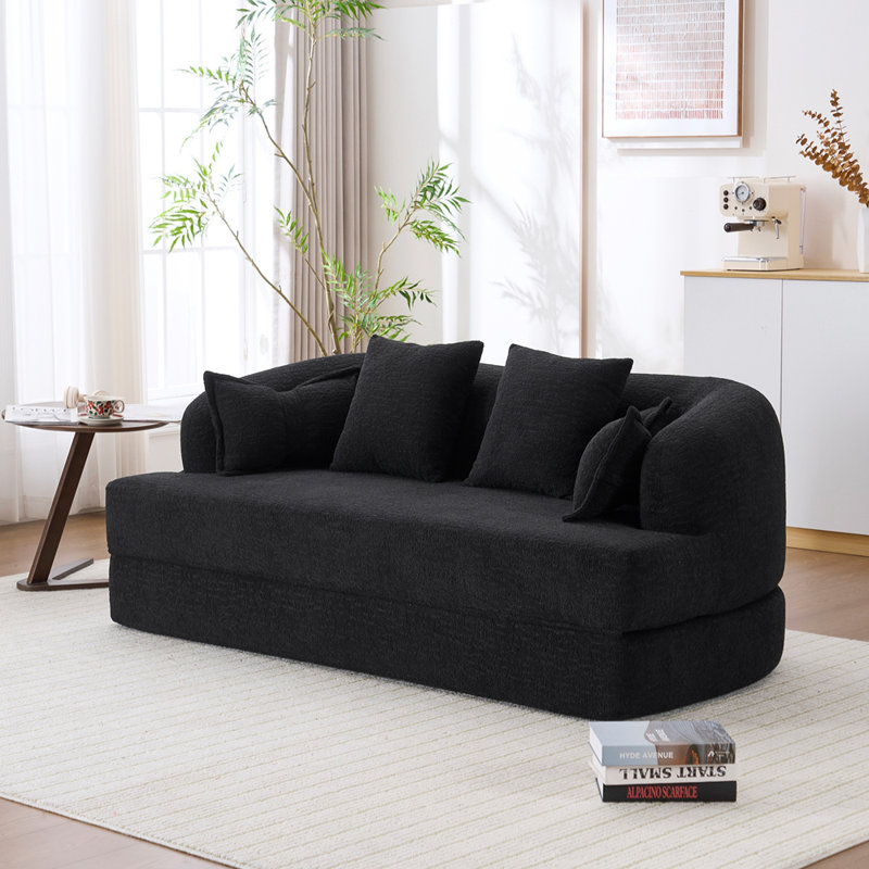 Canapé pliable sans os 70 pouces, Chenille noir