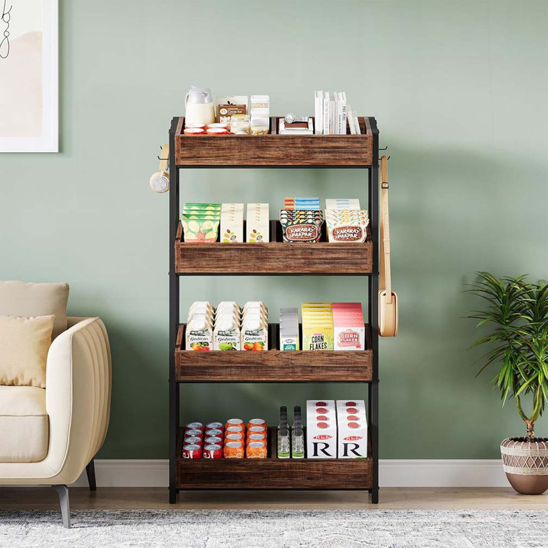 4-Tier Retail Display Rack with Hooks