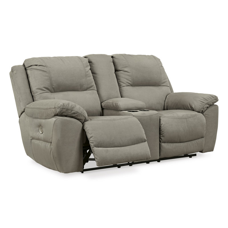 Bufus Power Reclining Loveseat with Console, Gray